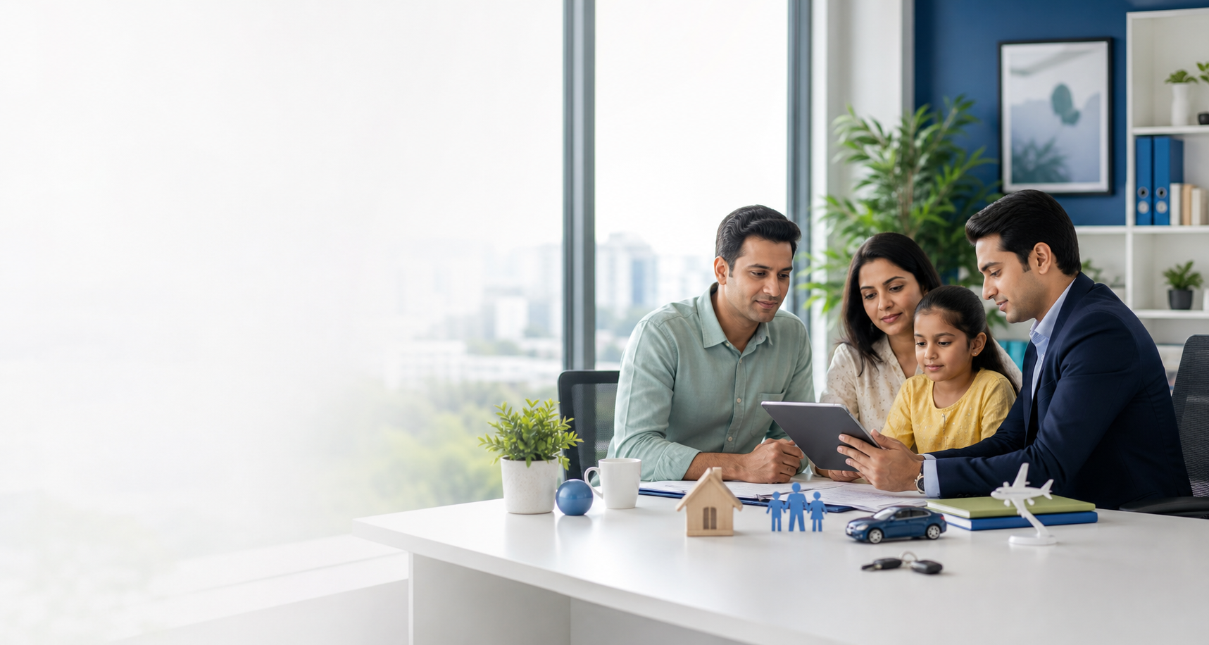 Insurance advisor consulting an Indian family